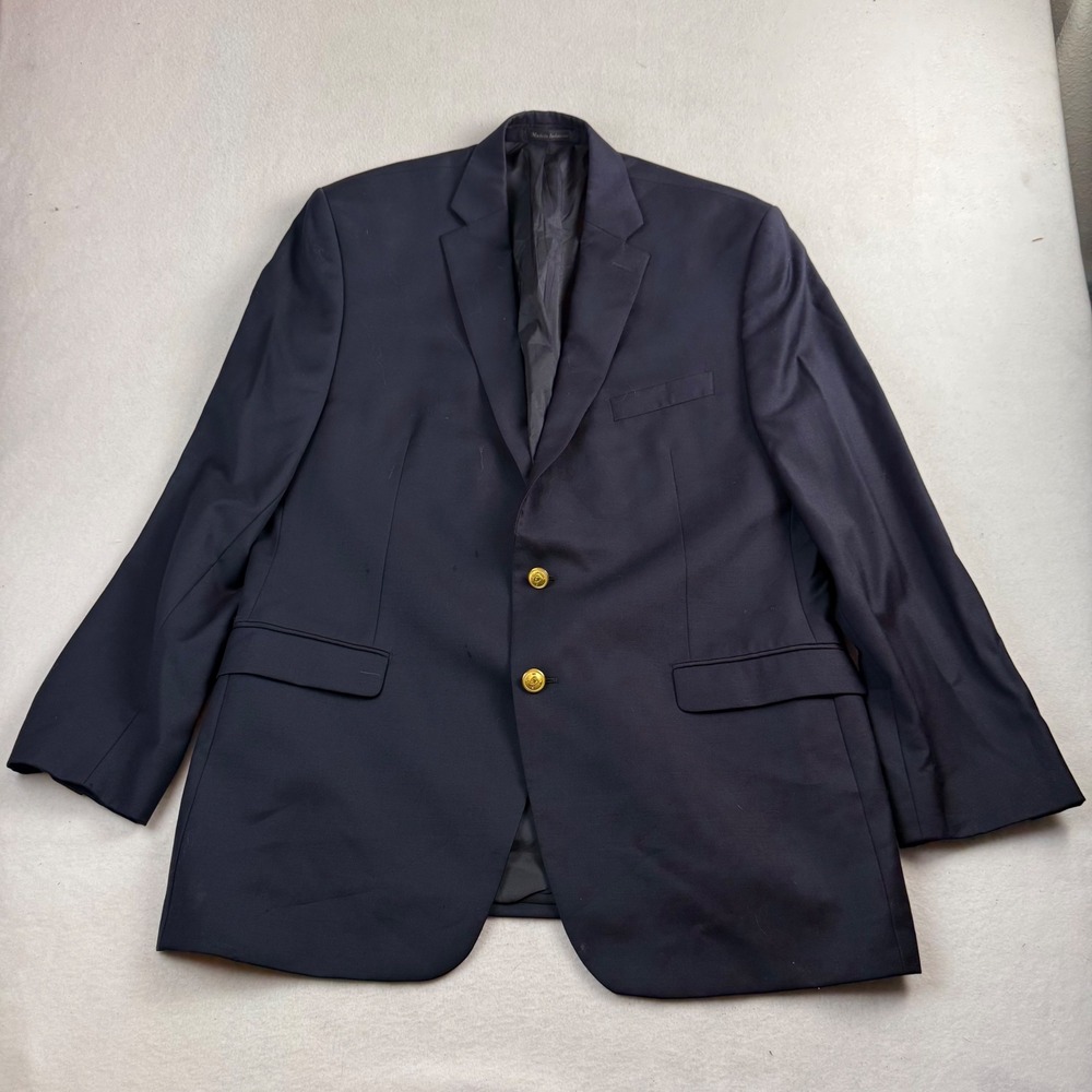 Lauren Ralph Lauren Mens 44L Navy Blue‎ 100% Wool Blazer Gold Crest Buttons 44 L